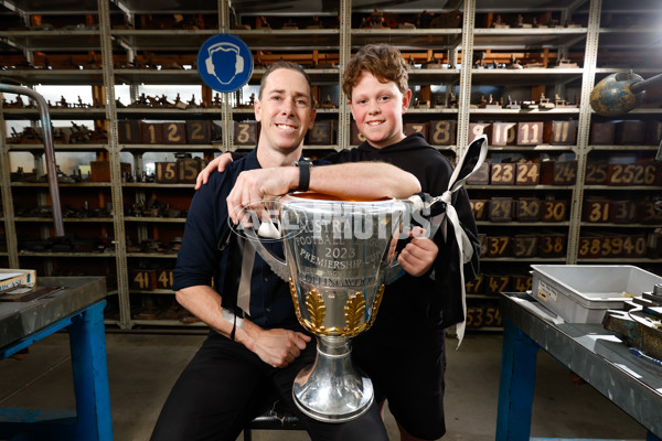 AFL 2023 Media - Collingwood Premiership Cup Engraving - A-44191515