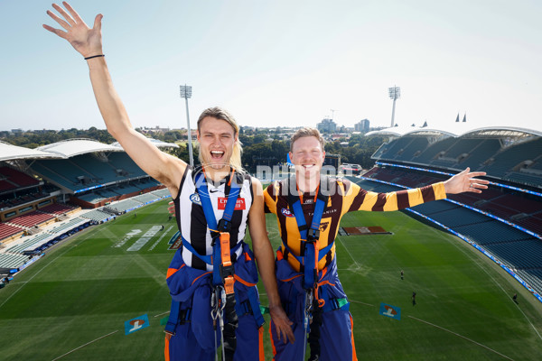 AFL 2024 Media - Adelaide Oval Roof Climb - A-47046433