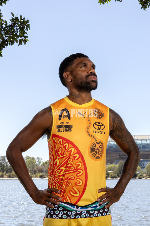 AFL 2025 Media - Indigenous All Stars Guernsey & Sherrin Reveal 160125 - A-56201091