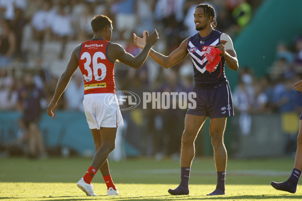 AFL 2025 AAMI Community Series - Fremantle v Melbourne - A-57641912