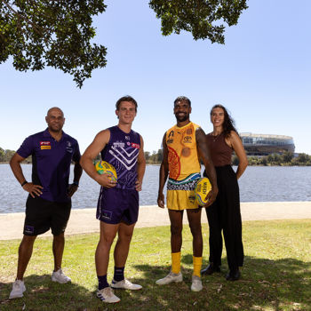 AFL 2025 Media - Indigenous All Stars Guernsey & Sherrin Reveal 160125