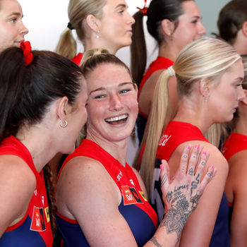 AFLW 2025 Media - Melbourne Team Photo Day